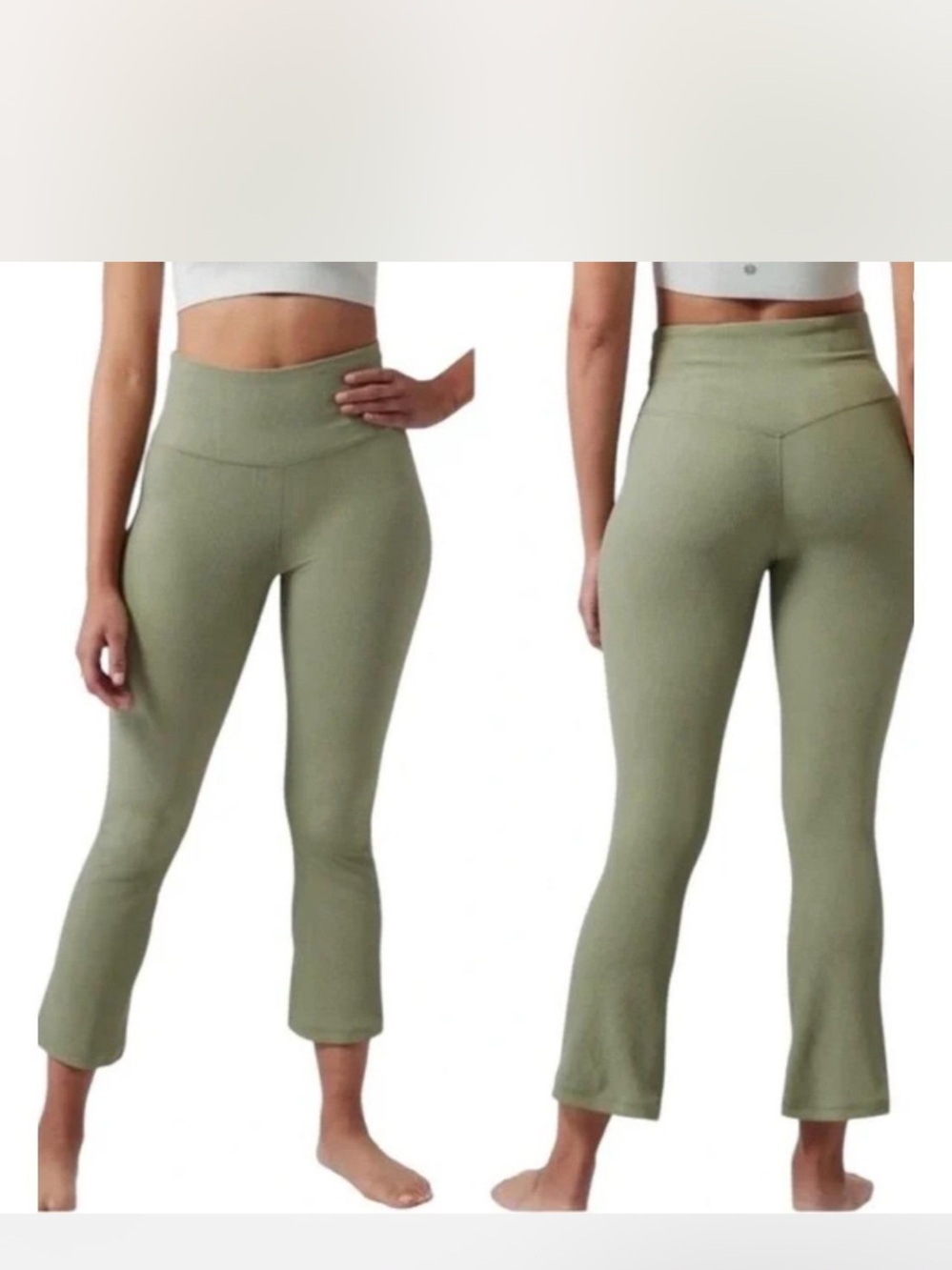Athleta Elation Rib Crop‎ Flare Pant Sage Green Size Small